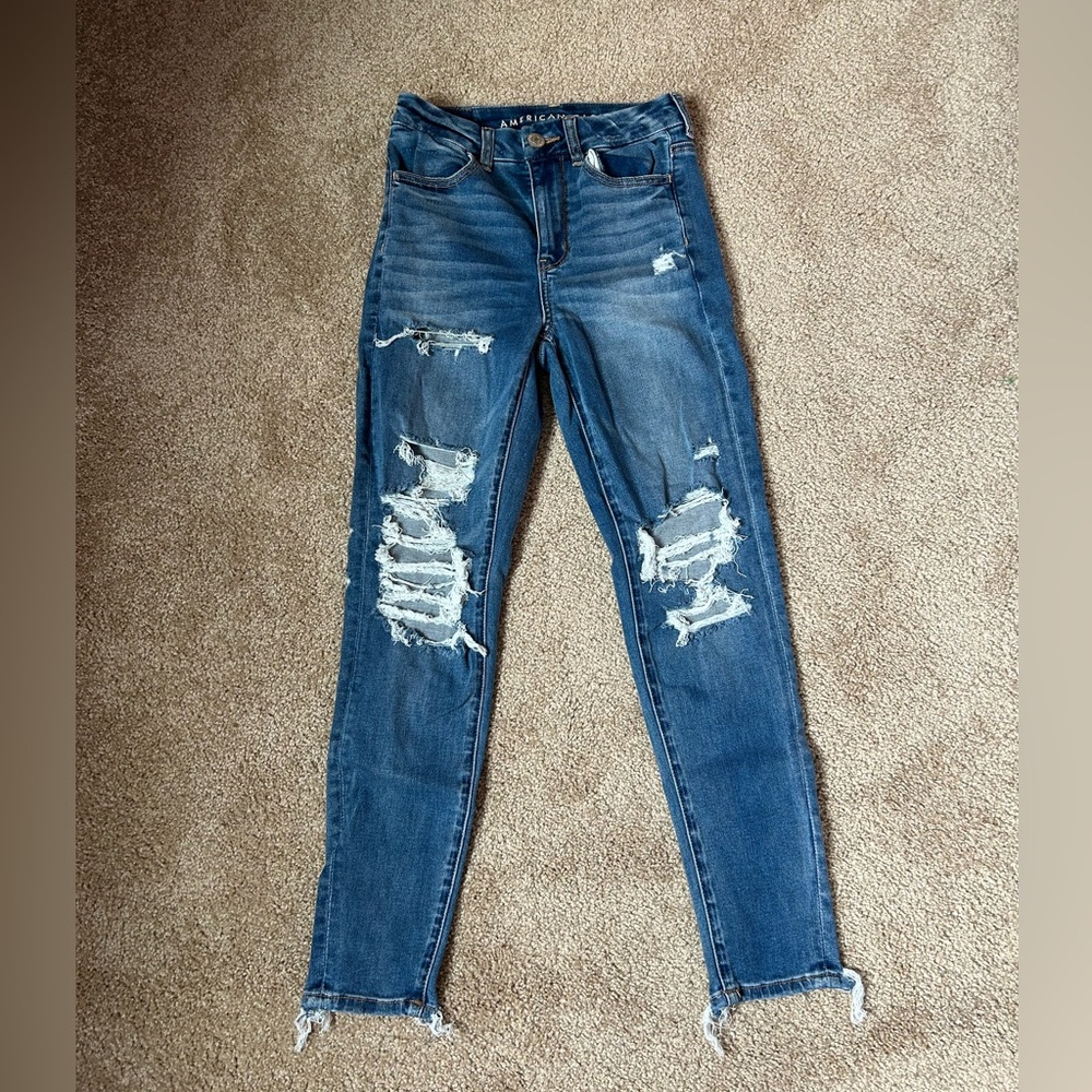 American Eagle Ripped Curvy High-Rise Jegging, Size: 2 Short